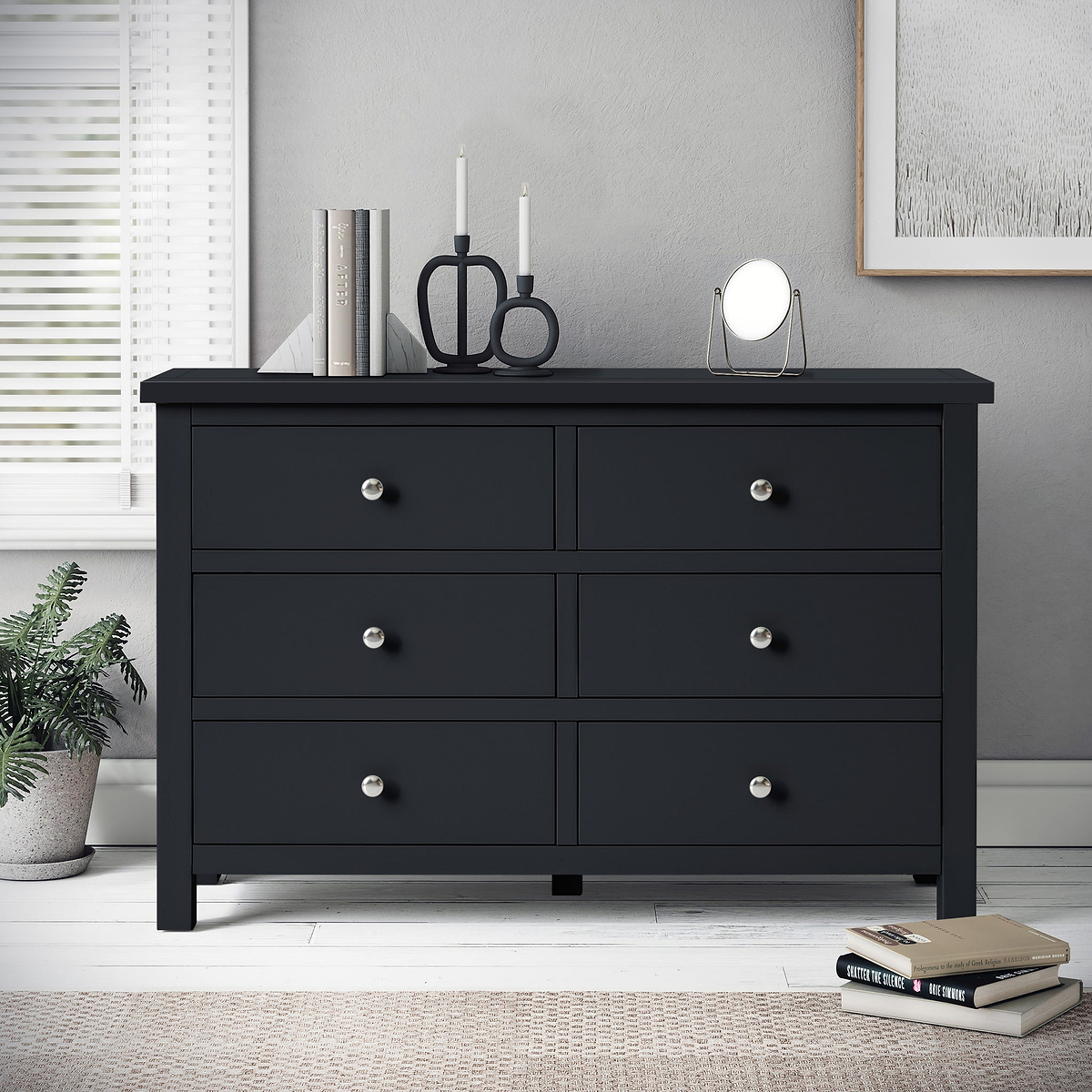 Cornish Black 6 Drawer Chest from Roseland Furniture