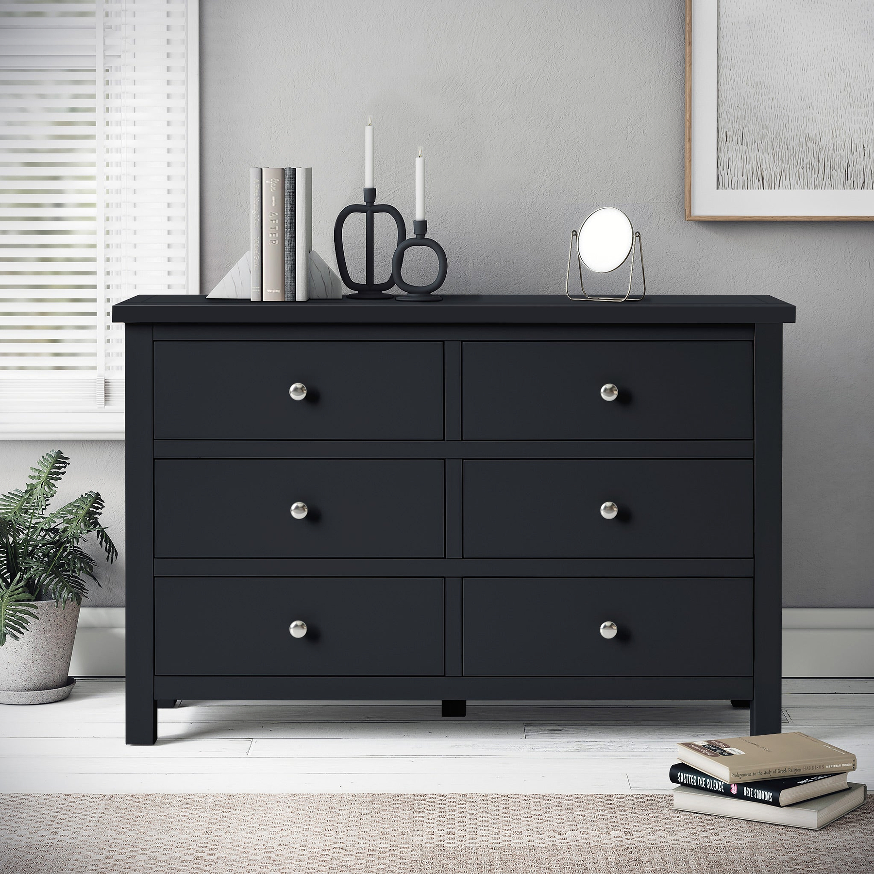 Cornish Black 6 Drawer Chest from Roseland Furniture