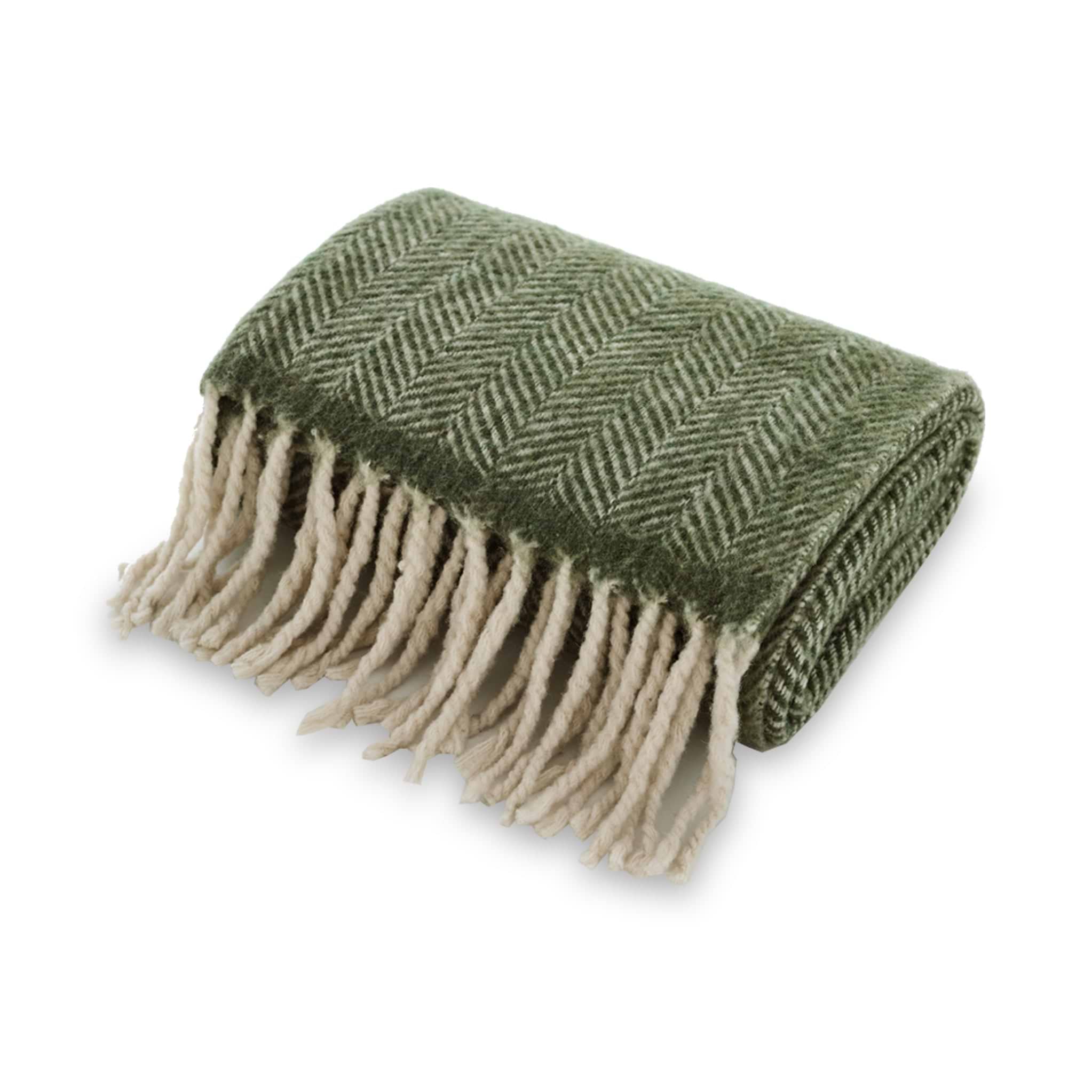 TLC Moorland Wool Throw Green from Roseland Furniture