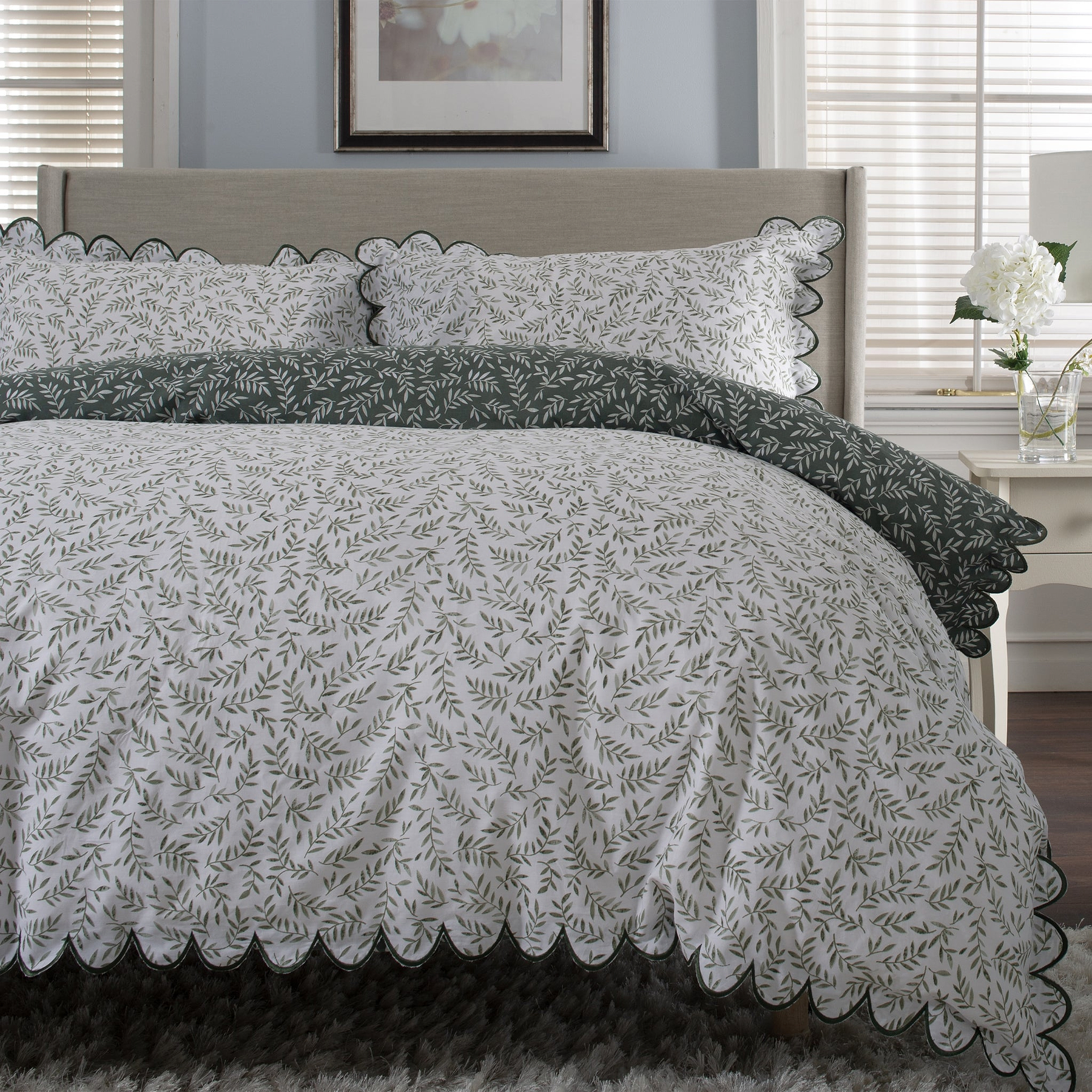 Ashling Garden Duvet Set Single Green from Roseland Furniture