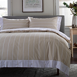 TLC Pin Stripe Duvet Set Single Natural from Roseland Furniture