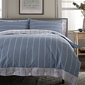 TLC Pin Stripe Duvet Set Double Blue from Roseland Furniture