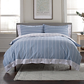 TLC Pin Stripe Duvet Set Double Blue from Roseland Furniture