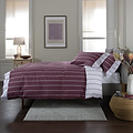 TLC Pin Stripe Duvet Set Double Burgundy from Roseland Furniture