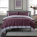 TLC Pin Stripe Duvet Set Double Burgundy from Roseland Furniture