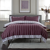 TLC Pin Stripe Duvet Set Double Burgundy from Roseland Furniture