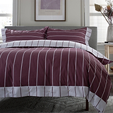 TLC Pin Stripe Duvet Set Double Burgundy from Roseland Furniture