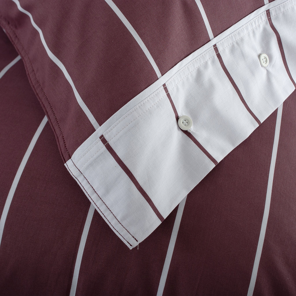 TLC Pin Stripe Duvet Set Double Burgundy from Roseland Furniture