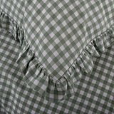 Gingham Frilled Duvet Set Single Green from Roseland Furniture