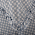 Gingham Frilled Duvet Set Double Blue from Roseland Furniture