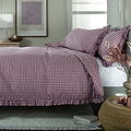 Gingham Frilled Duvet Set Double Burgundy from Roseland Furniture
