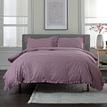 Gingham Frilled Duvet Set Double Burgundy from Roseland Furniture