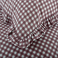 Gingham Frilled Duvet Set Double Burgundy from Roseland Furniture