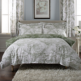 Toile Housewife Pillowcase Pair Green from Roseland Furniture