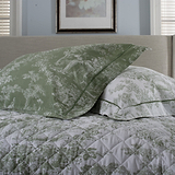 Toile Oxford Pillowcase Pair Green from Roseland Furniture