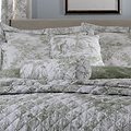 Toile De Jouy Bolster Cushion Sage from Roseland Furniture