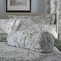 Toile De Jouy Bolster Cushion Sage from Roseland Furniture