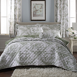 TLC Toile De Jouy Curtains 137cm Sage from Roseland Furniture