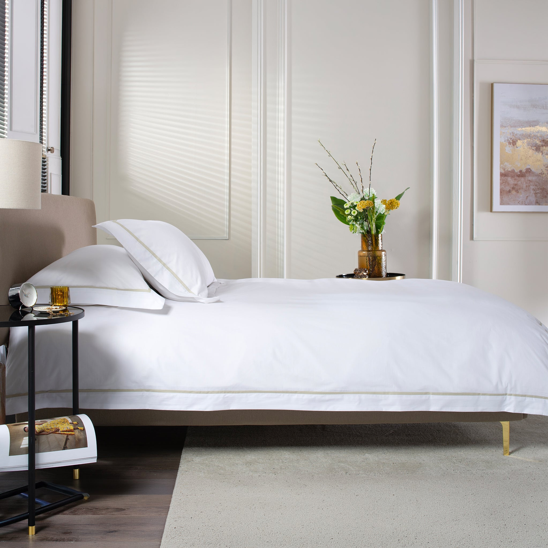 TLC Hampstead Single Duvet Set Stone from Roseland Furniture