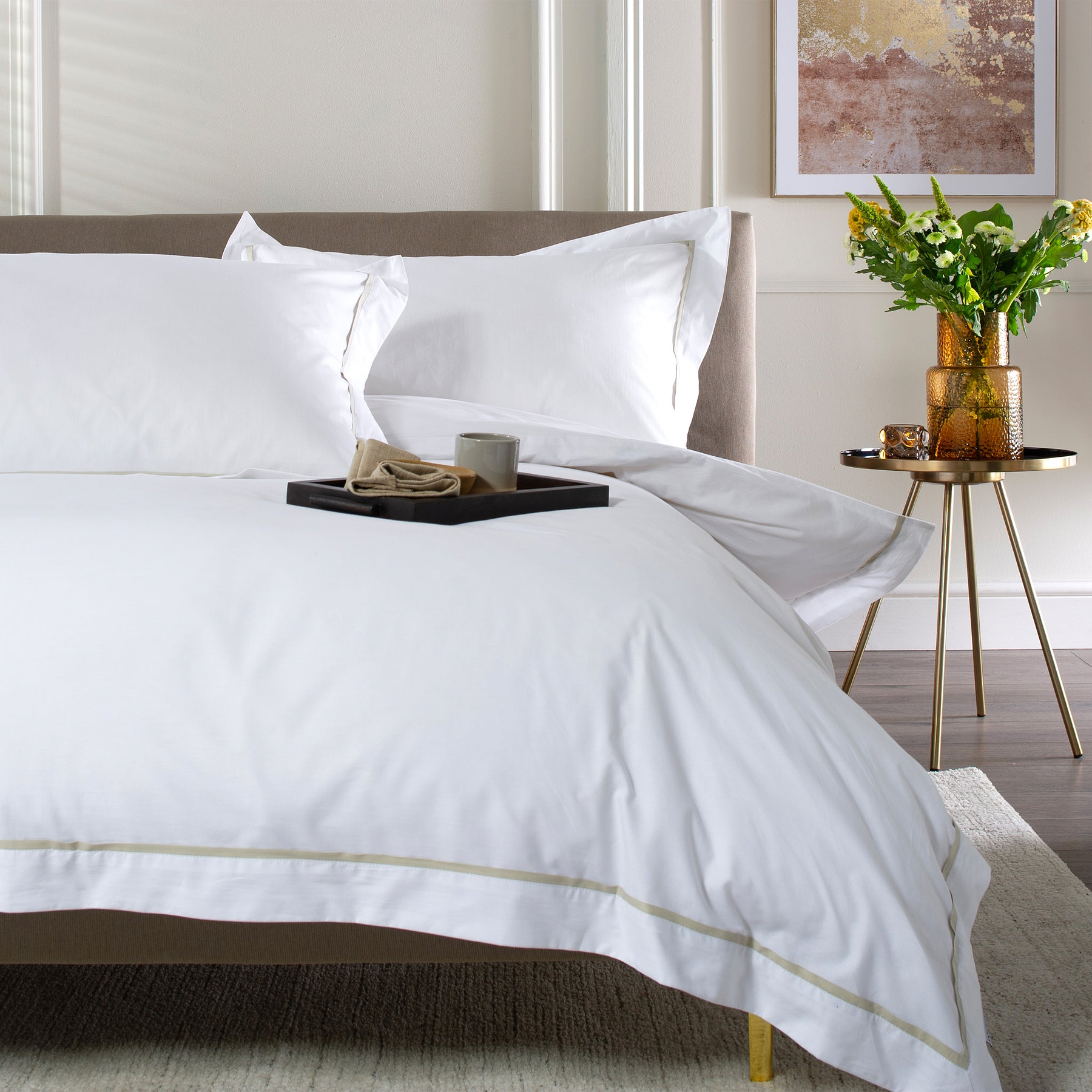 TLC Hampstead Single Duvet Set Stone from Roseland Furniture