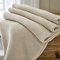 LC Staunton Stitch Throw 130x170cm Oatmeal from Roseland Furniture