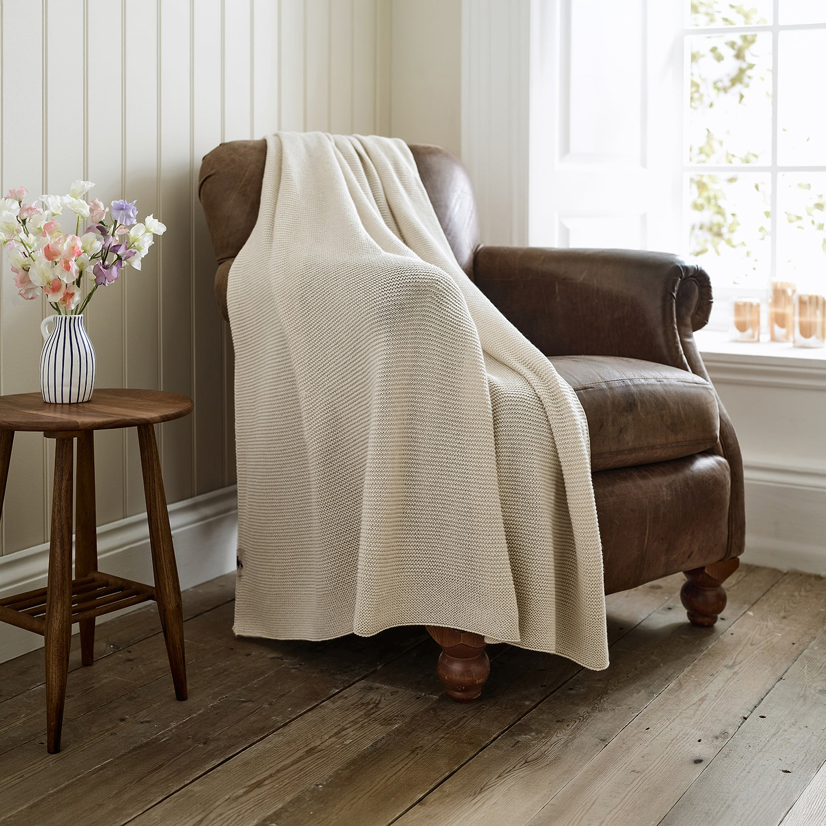 LC Staunton Stitch Throw 130x170cm Oatmeal from Roseland Furniture