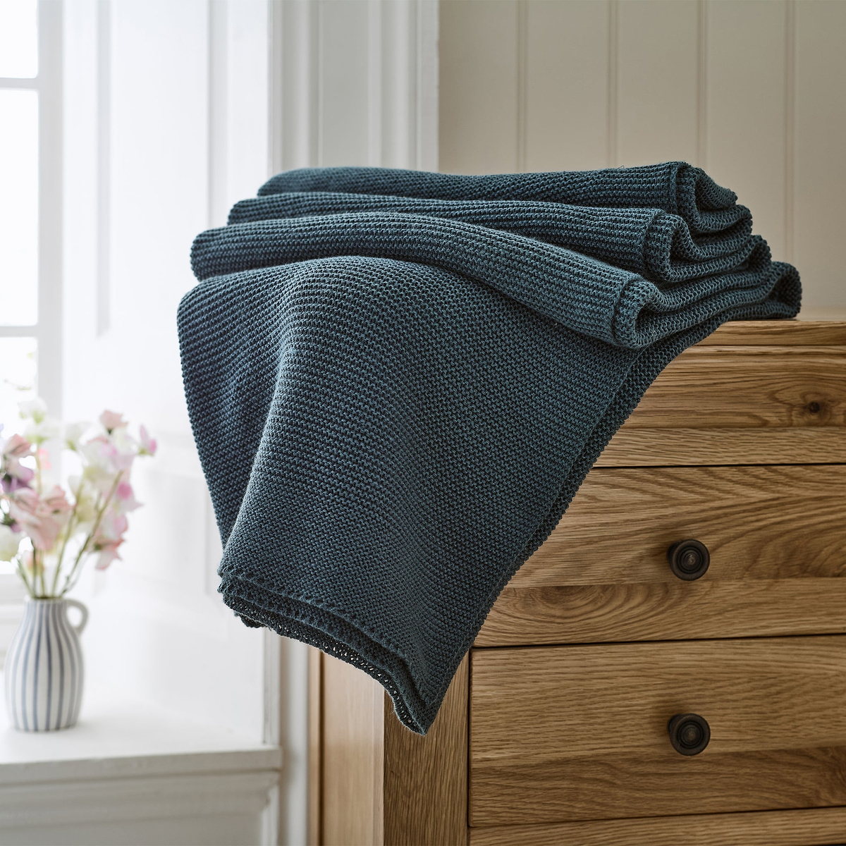 LC Staunton Stitch Throw 130x170cm Blue from Roseland Furniture