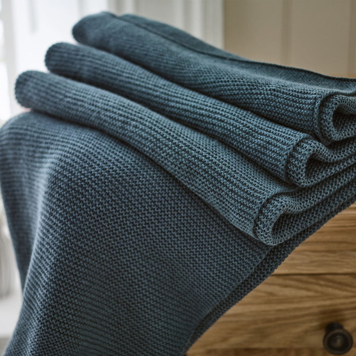 LC Staunton Stitch Throw 130x170cm Blue from Roseland Furniture