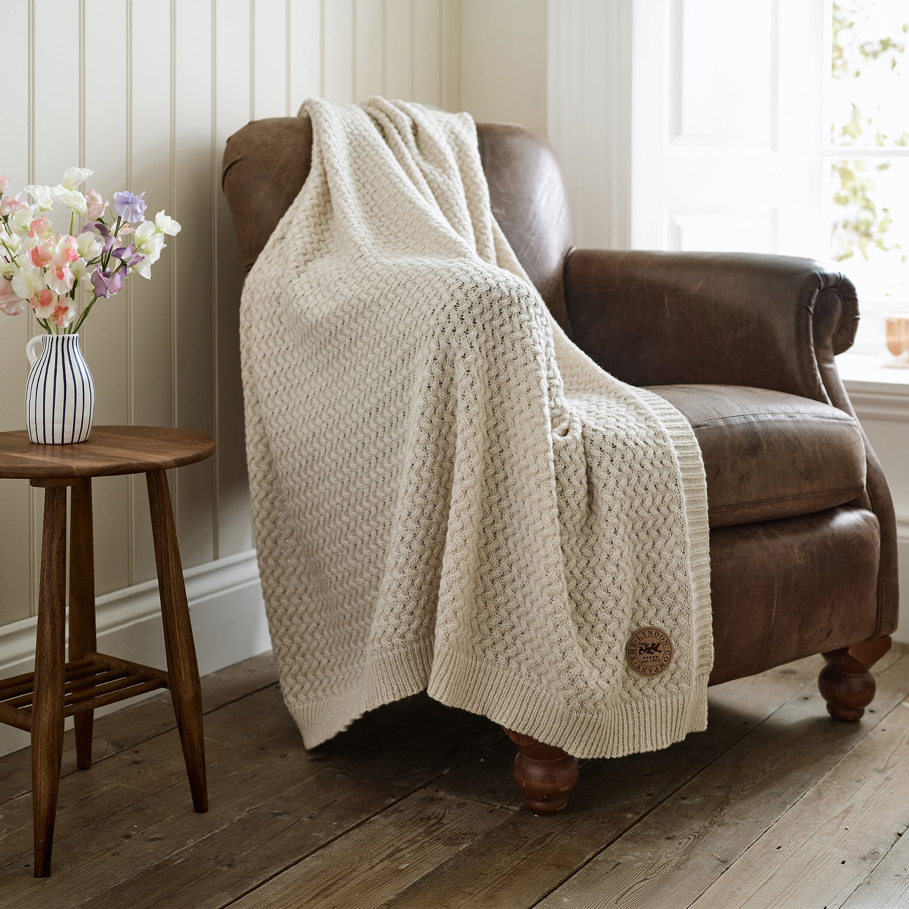 TLC Cadenza Knitted Throw 130x170cm Cream from Roseland Furniture