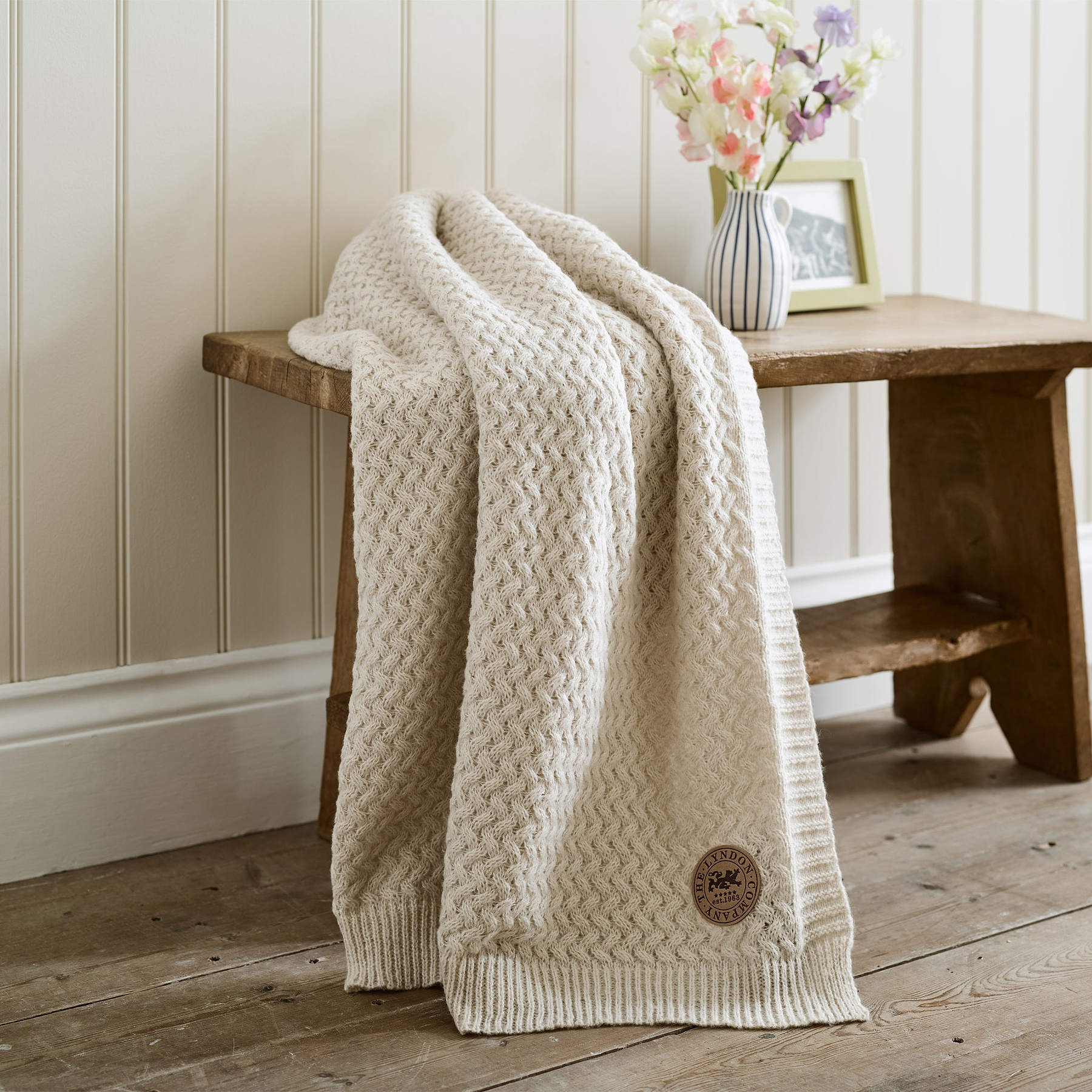TLC Cadenza Knitted Throw 130x170cm Cream from Roseland Furniture