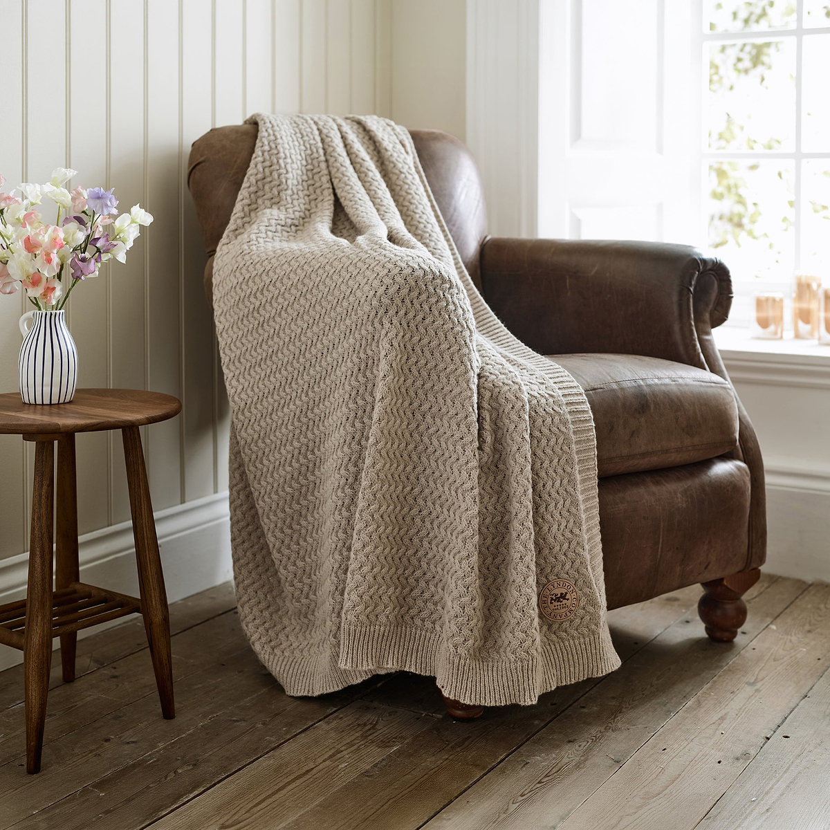 TLC Cadenza Knitted Throw 130x170cm Stone from Roseland Furniture