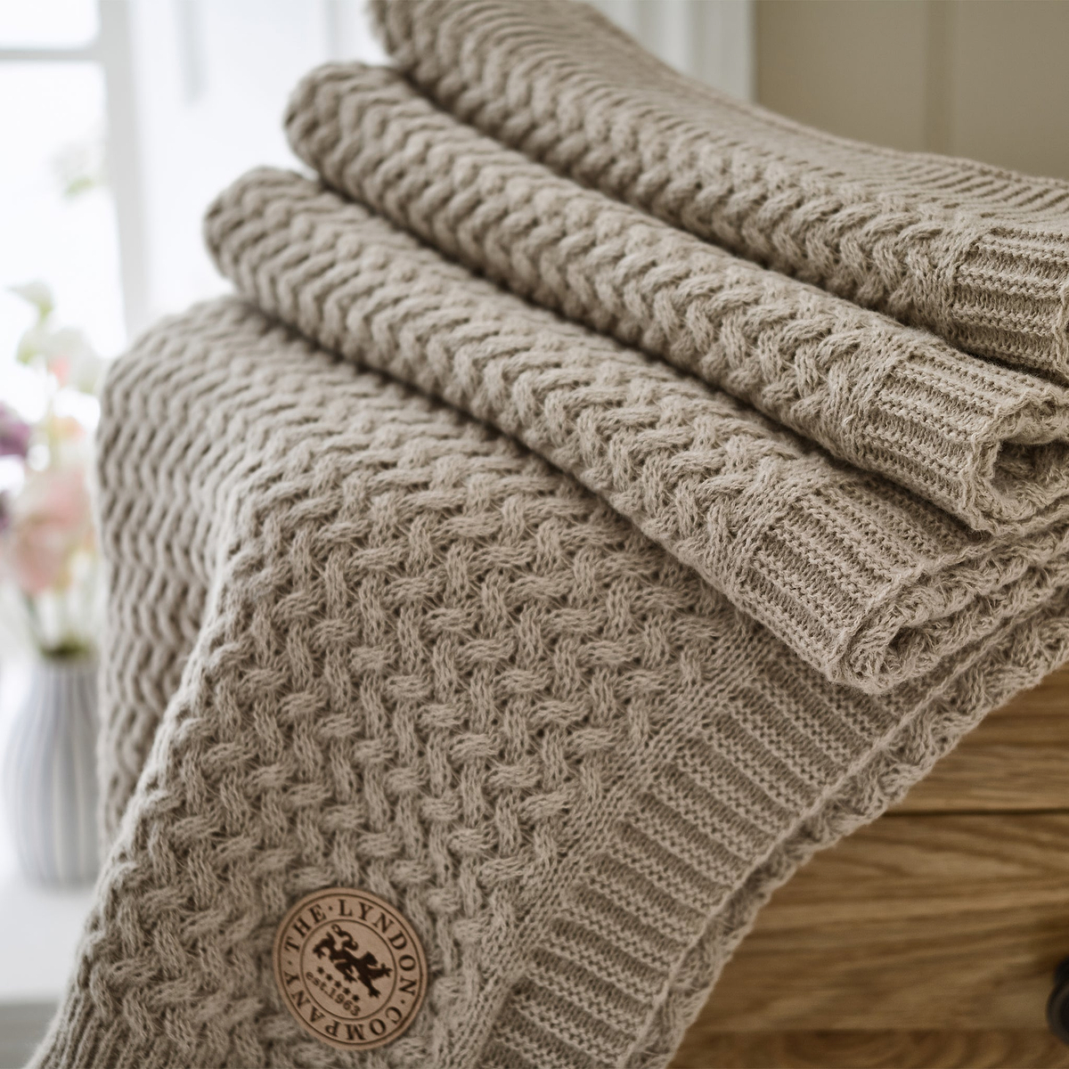 TLC Cadenza Knitted Throw 130x170cm Stone from Roseland Furniture