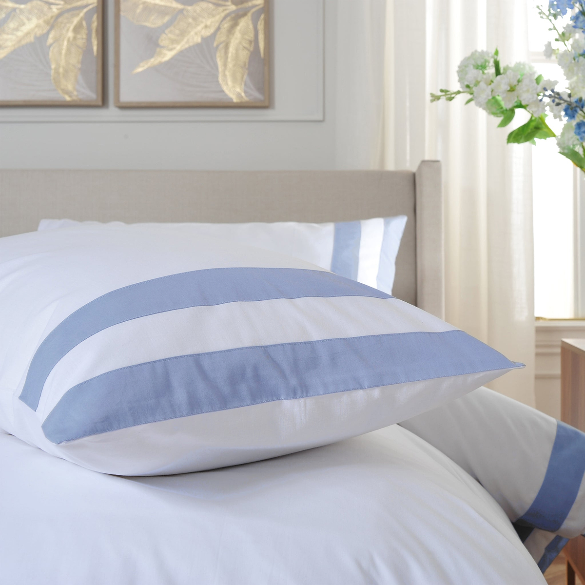 French Collection Brigitte Duvet Set Double WhiteBlue from Roseland Furniture