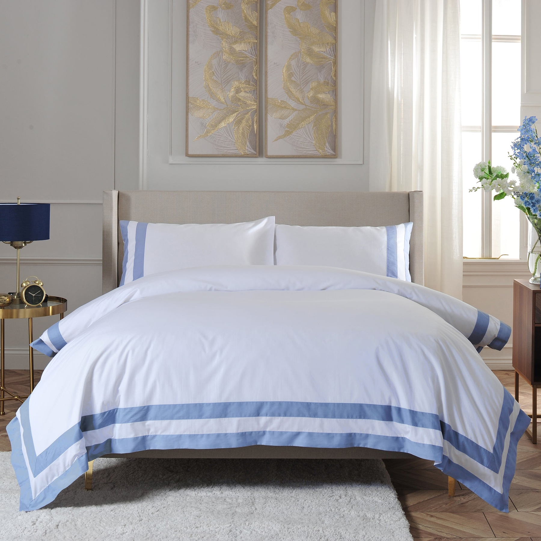 French Collection Brigitte Duvet Set Double WhiteBlue from Roseland Furniture