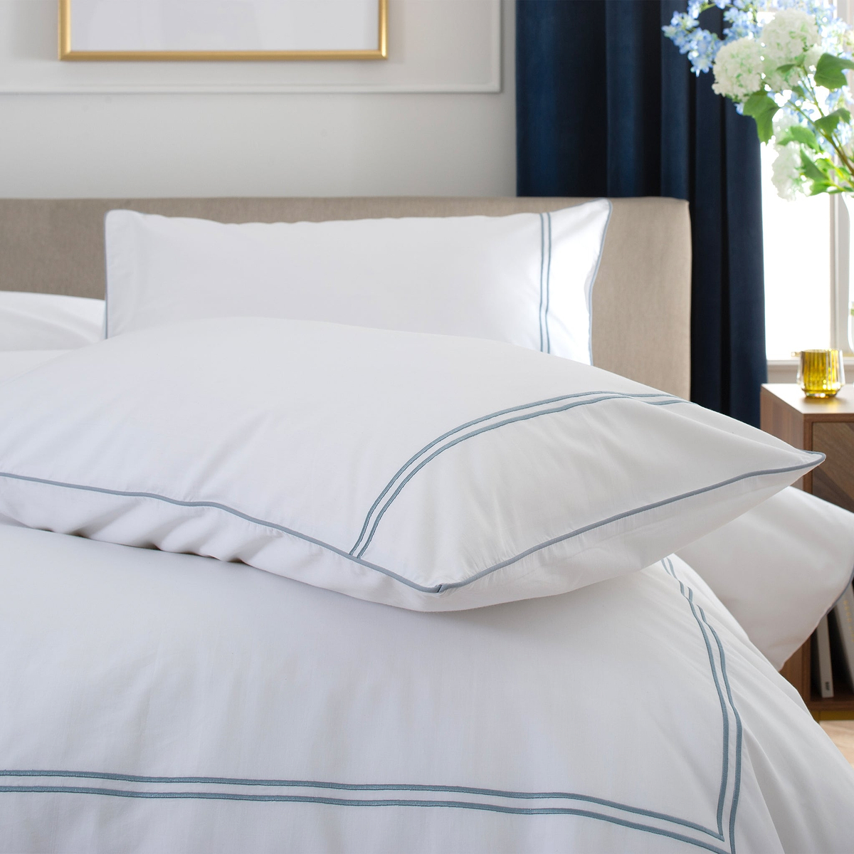 French Collection Angelique Duvet Set Double WhiteBlue from Roseland Furniture