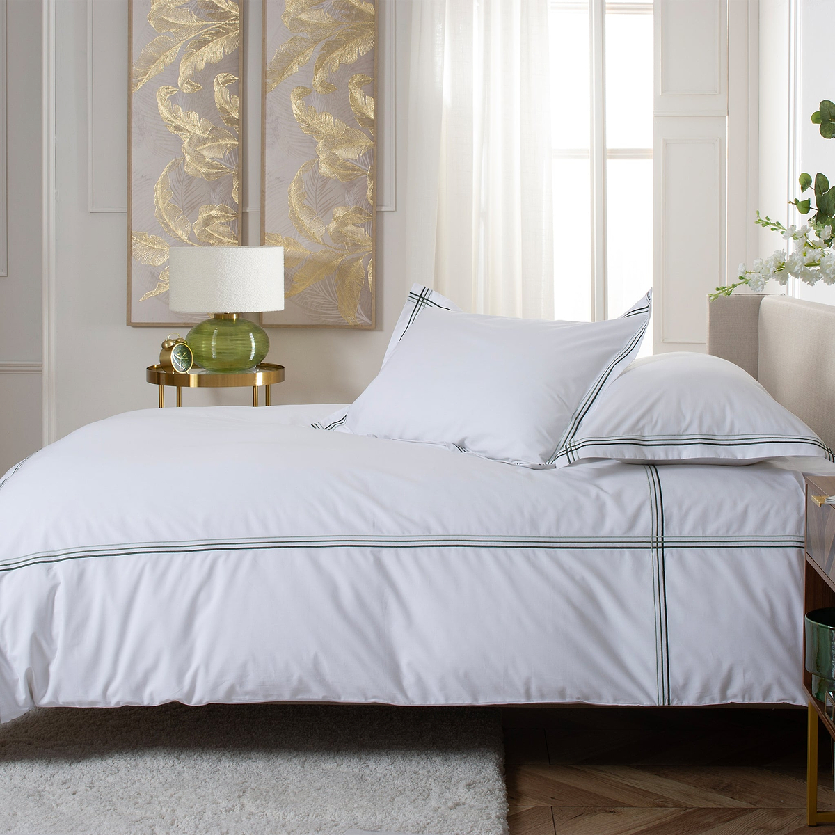 French Collection Mirabelle Duvet Set Double WhiteSage from Roseland Furniture