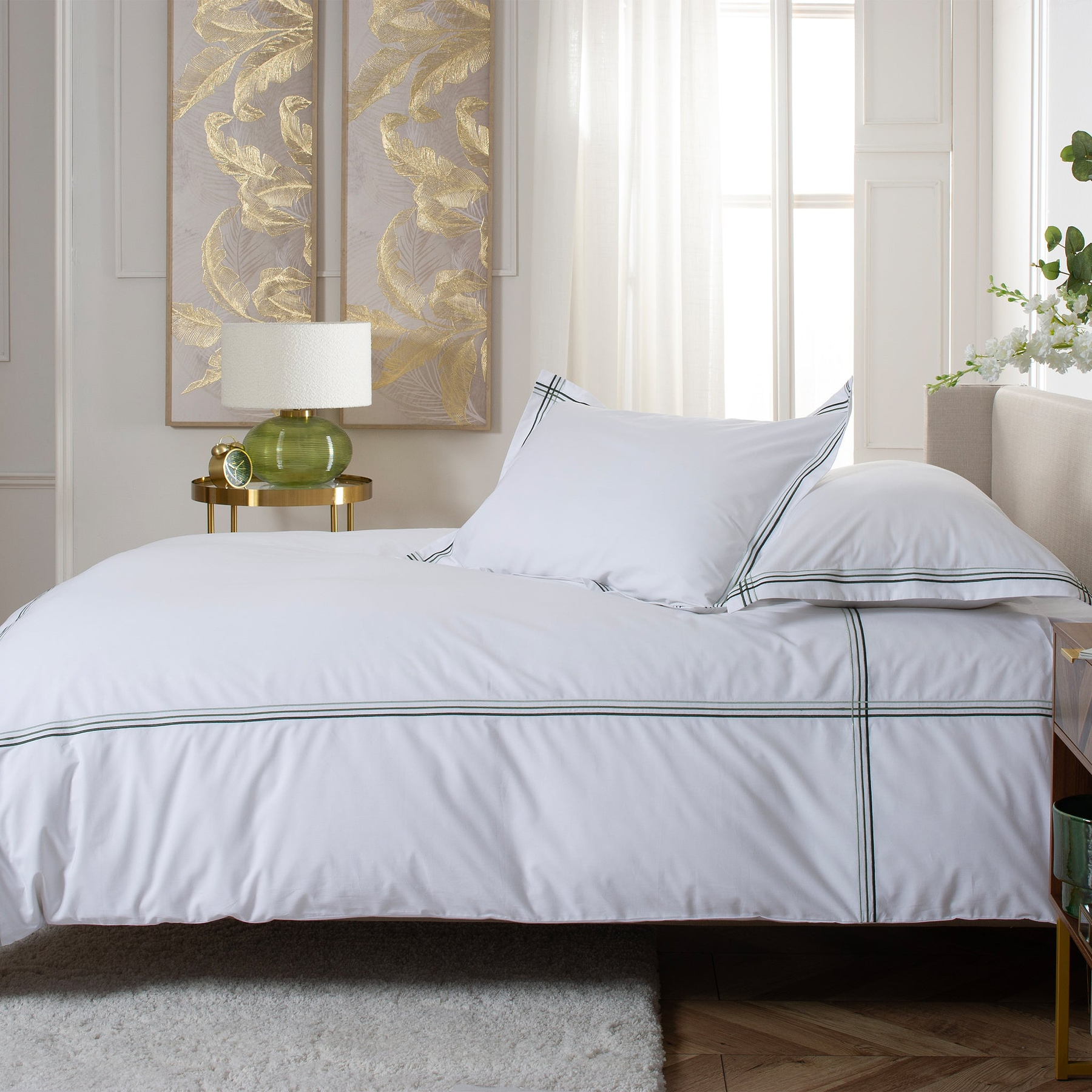 French Collection Mirabelle Duvet Set Double WhiteSage from Roseland Furniture