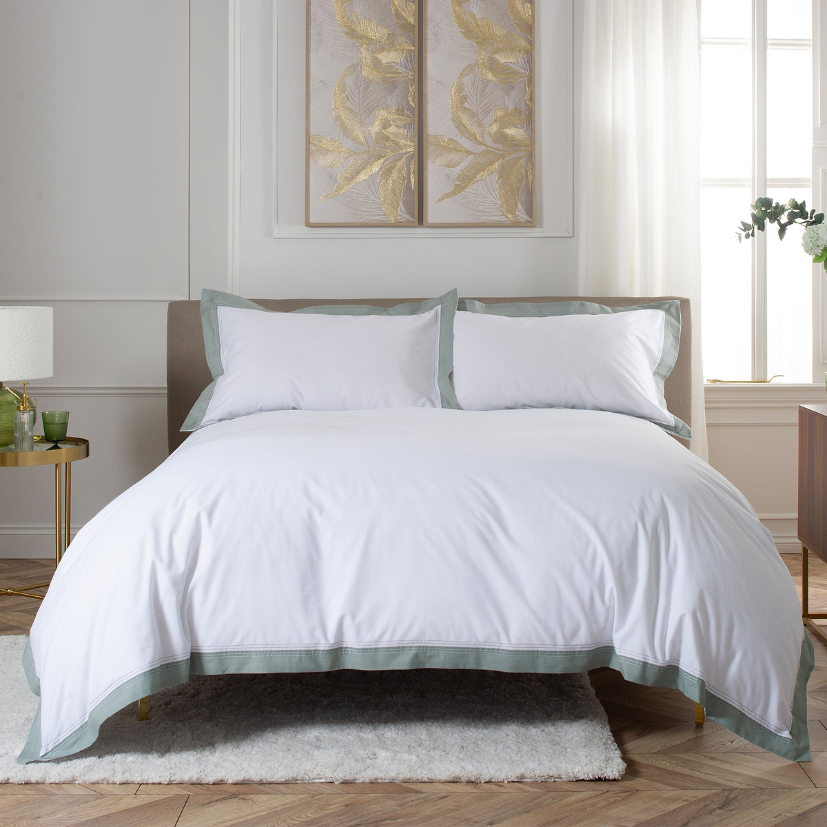 French Collection Dominique Duvet Set Double WhiteSage from Roseland Furniture