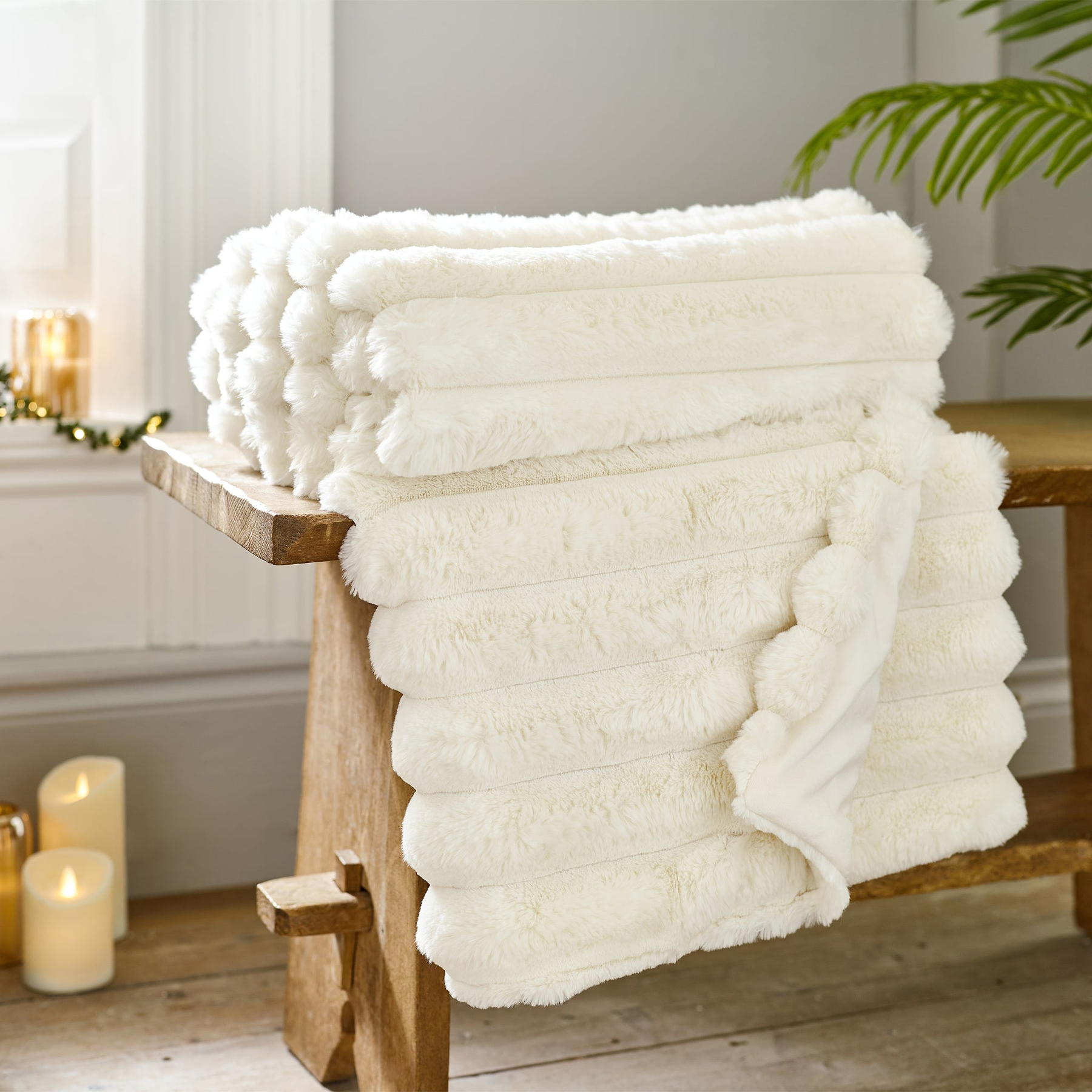 TLC Kenwood Faux Fur Throw 130x170cm Cream from Roseland Furniture