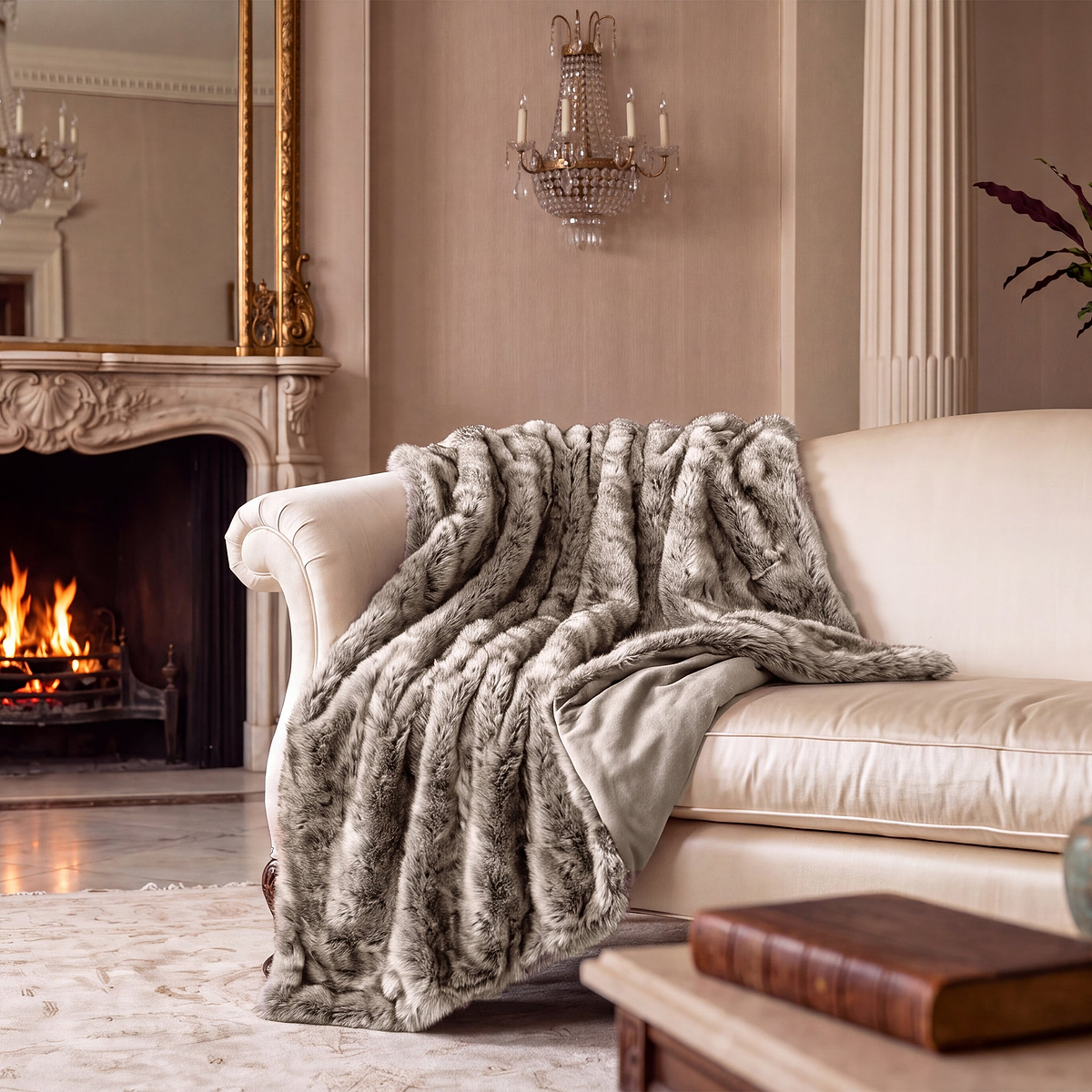 TLC Chantilly Fur Throw 130x150cm Cream from Roseland Furniture