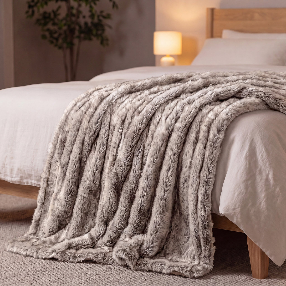 TLC Chantilly Fur Throw 130x150cm Cream from Roseland Furniture