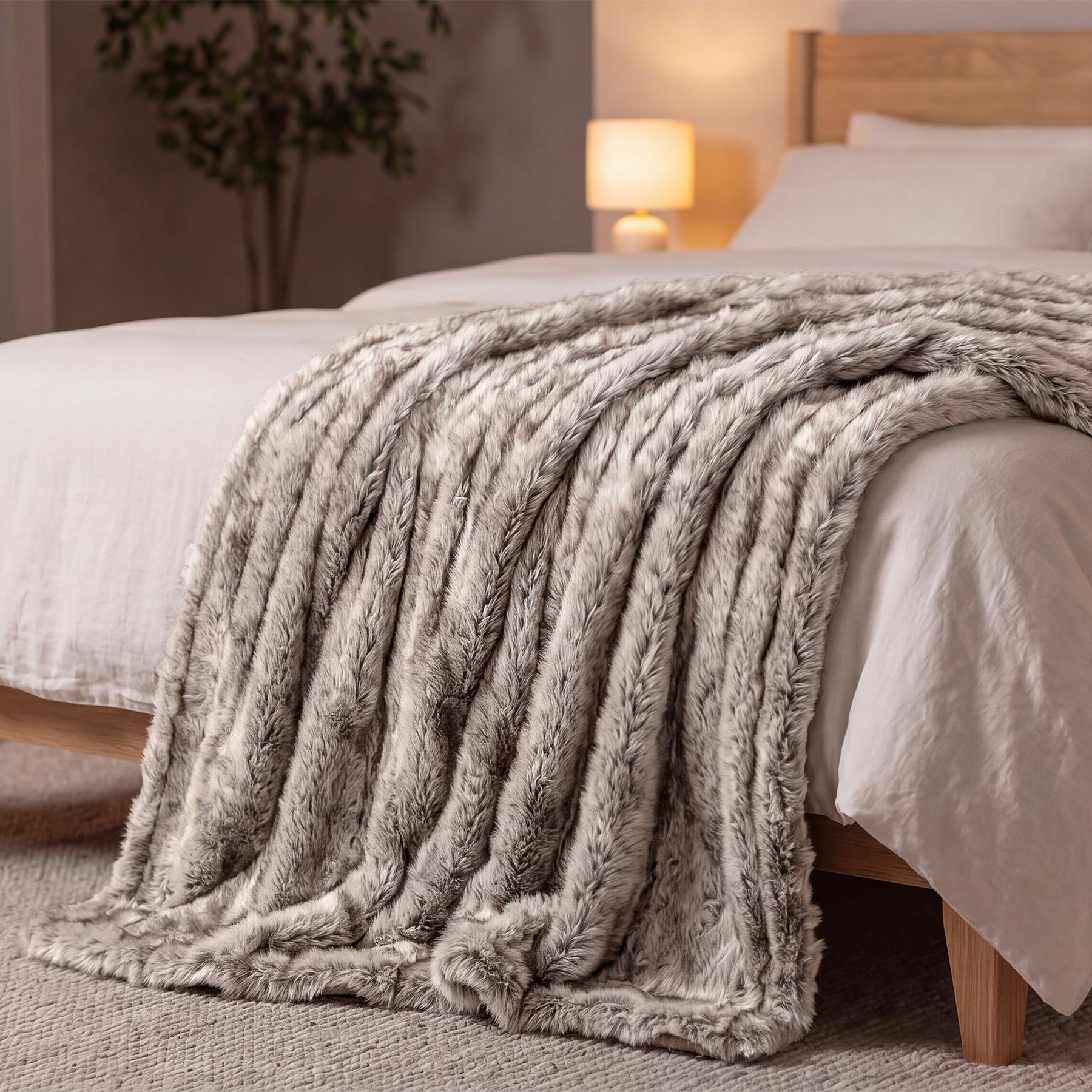 TLC Chantilly Fur Throw 130x150cm Cream from Roseland Furniture