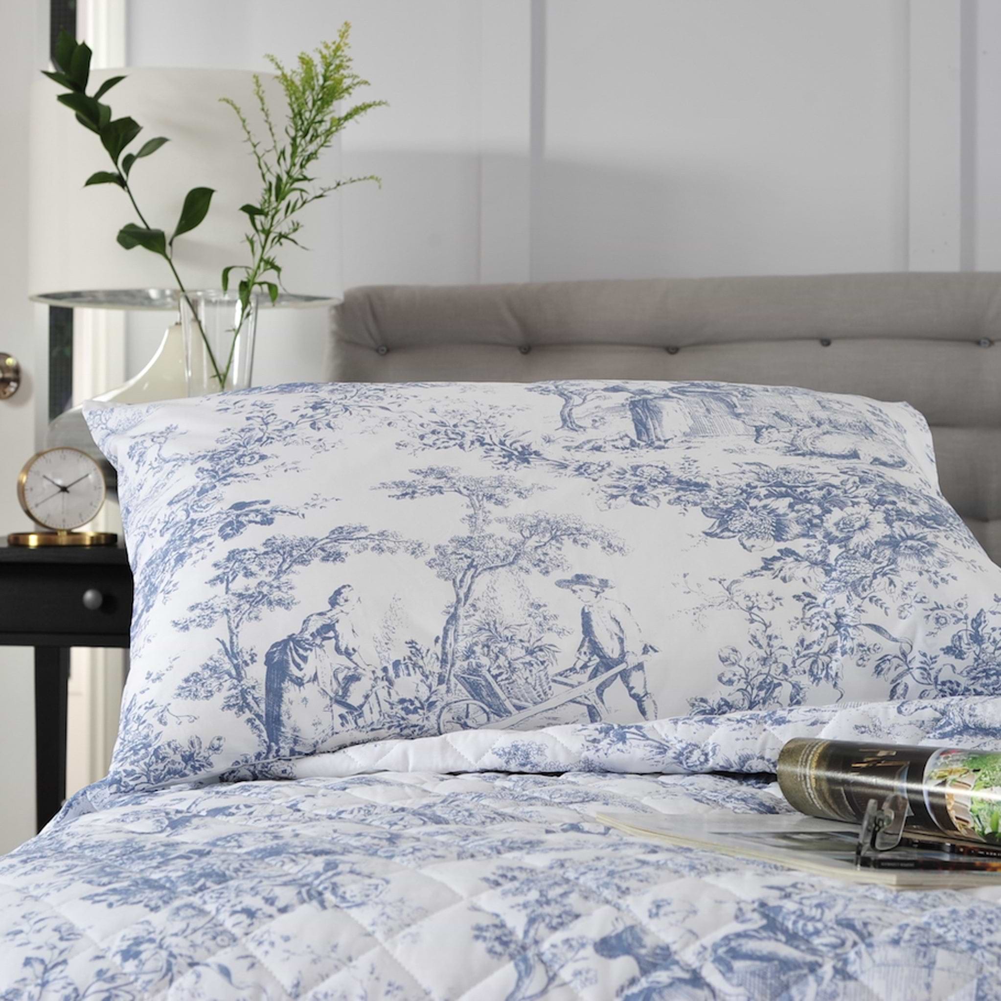 Toile Housewife Pillowcase Pair Blue from Roseland Furniture