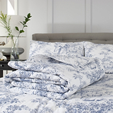 Toile Bedspread Double Blue from Roseland Furniture
