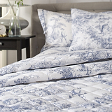 Toile Bedspread Double Blue from Roseland Furniture