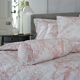 Toile De Jouy Bolster Cushion Pink from Roseland Furniture