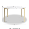A round table with white top and gold legs, measuring 80cm in diameter and 40cm in height. Text reads: "Image for size information only."