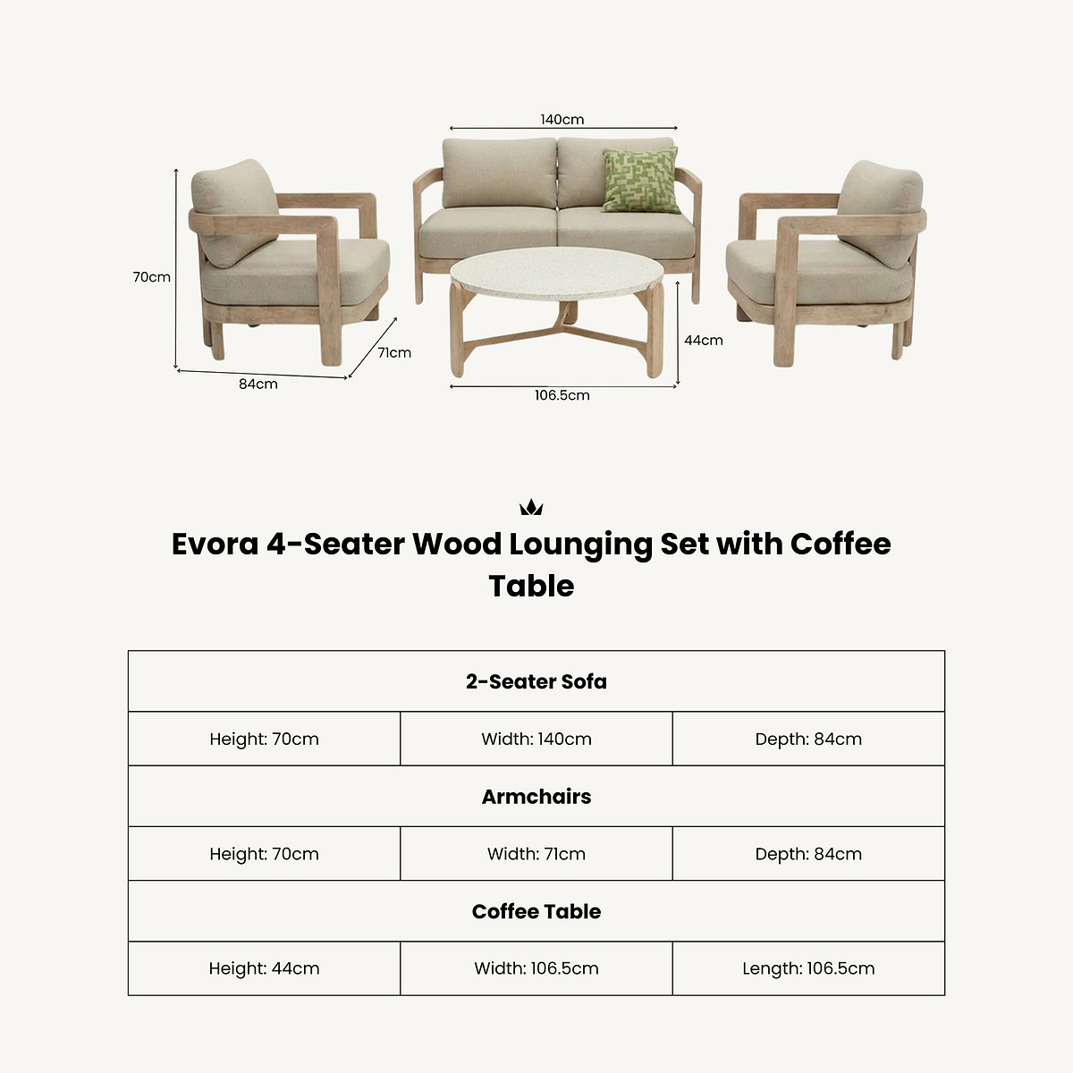 Evora 4 Seater Lounging Set with Coffee Table from Roseland Furniture