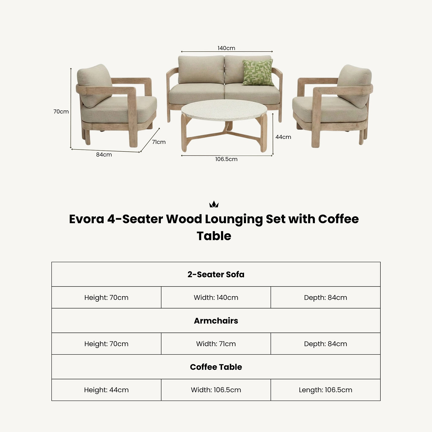 Evora 4 Seater Lounging Set with Coffee Table from Roseland Furniture