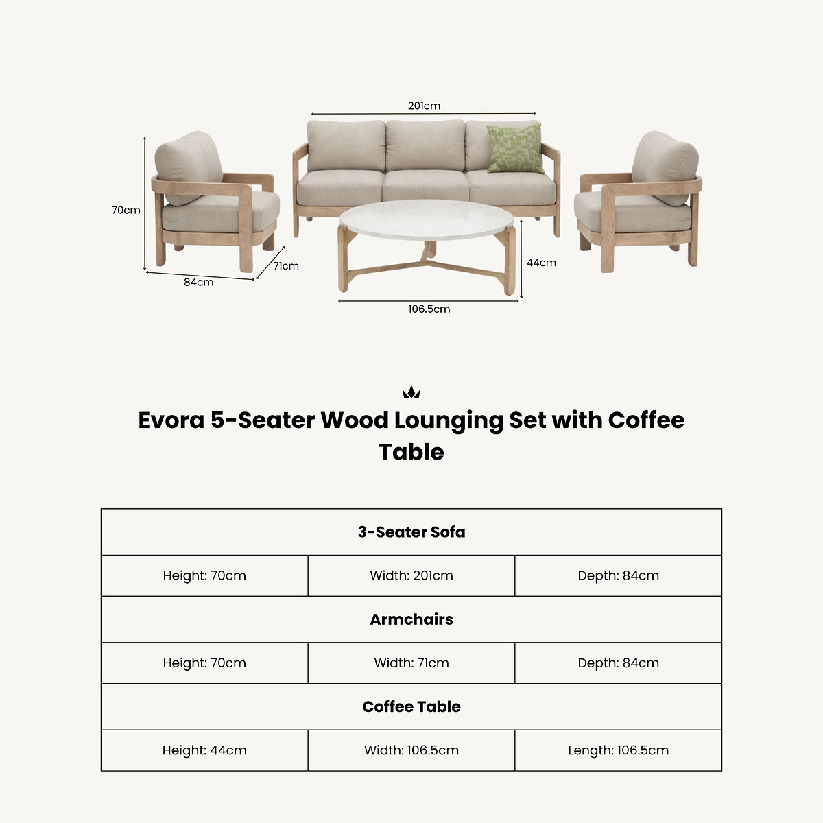 Evora 5 Seater Lounging Set with Coffee Table from Roseland Furniture